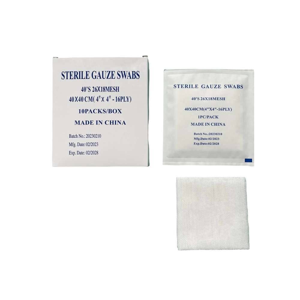 Medical sterilized folded edge gauze, medical disposable sterile compressed gauze 40x40