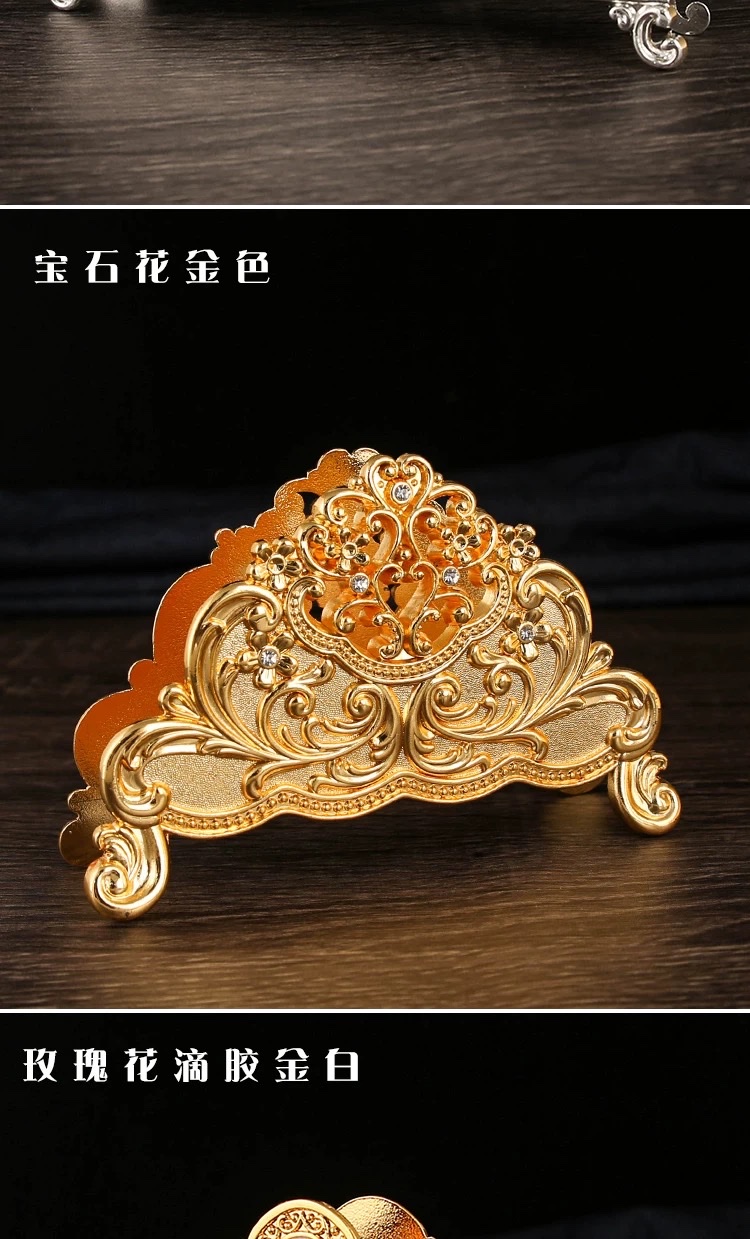Exquisite dining table, European-style patterned kitchen tissue holder, silver-plated metal tissue holder, napkin holder, home and hotel decorations detail image 7