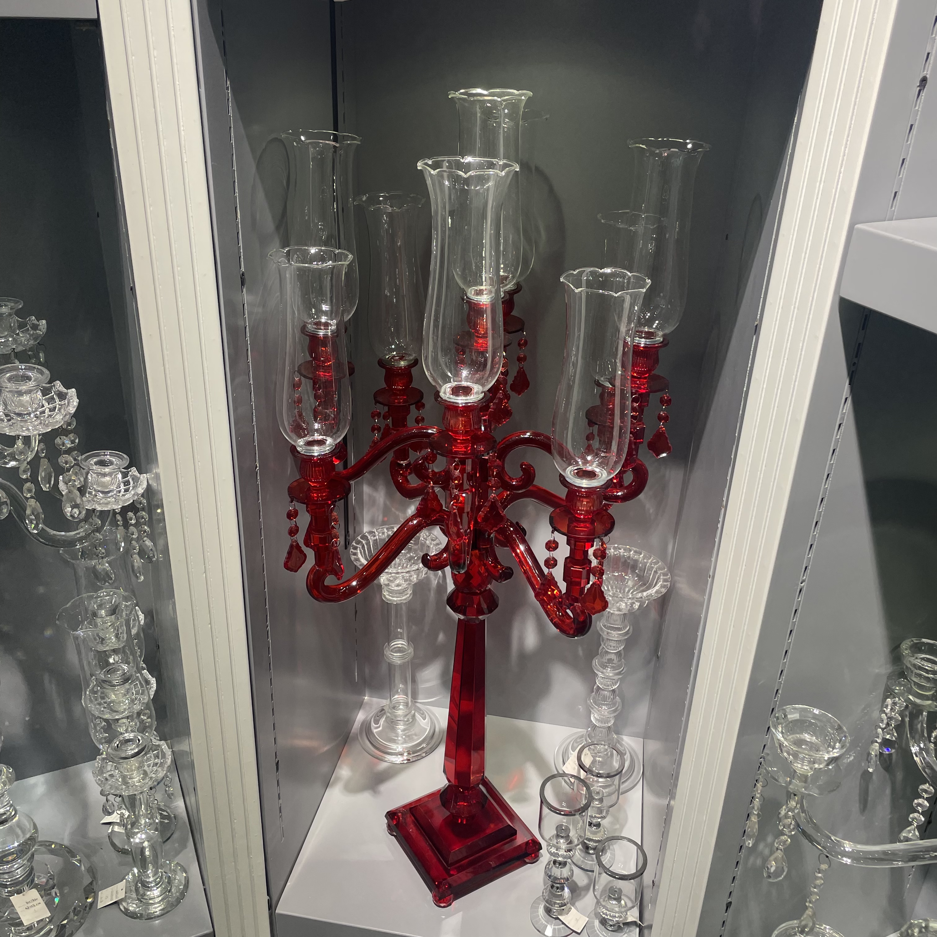 红色水晶9头烛台摆件水晶婚庆装饰摆件创意礼品