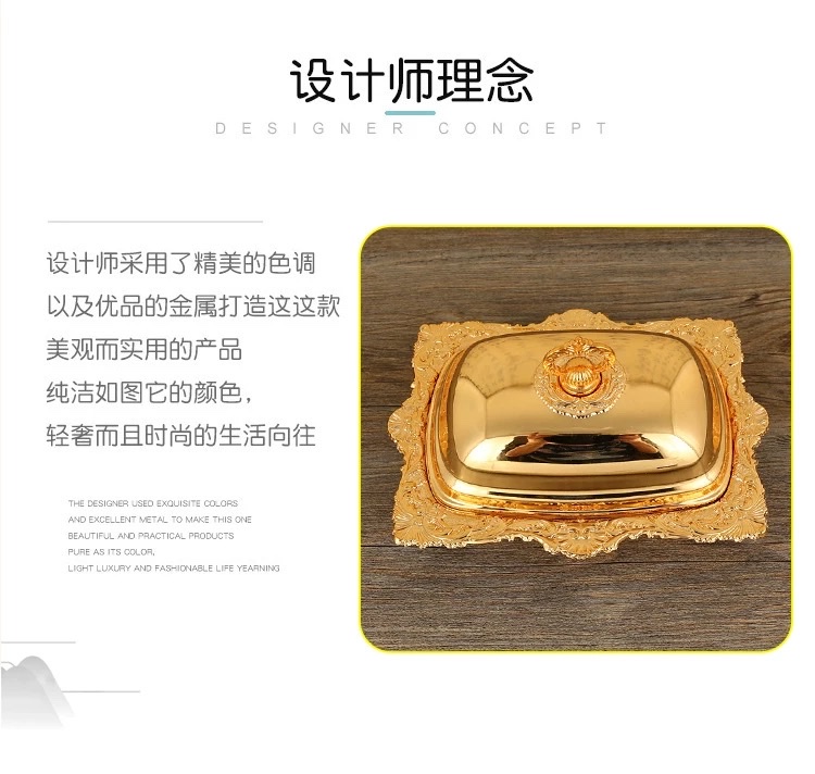 European-style retro golden square tray, living room coffee table, dried fruit plate, fruit plate, pastry plate, storage plate, decorative item plate, Western-style dinner plate, dinner plate detail image 4