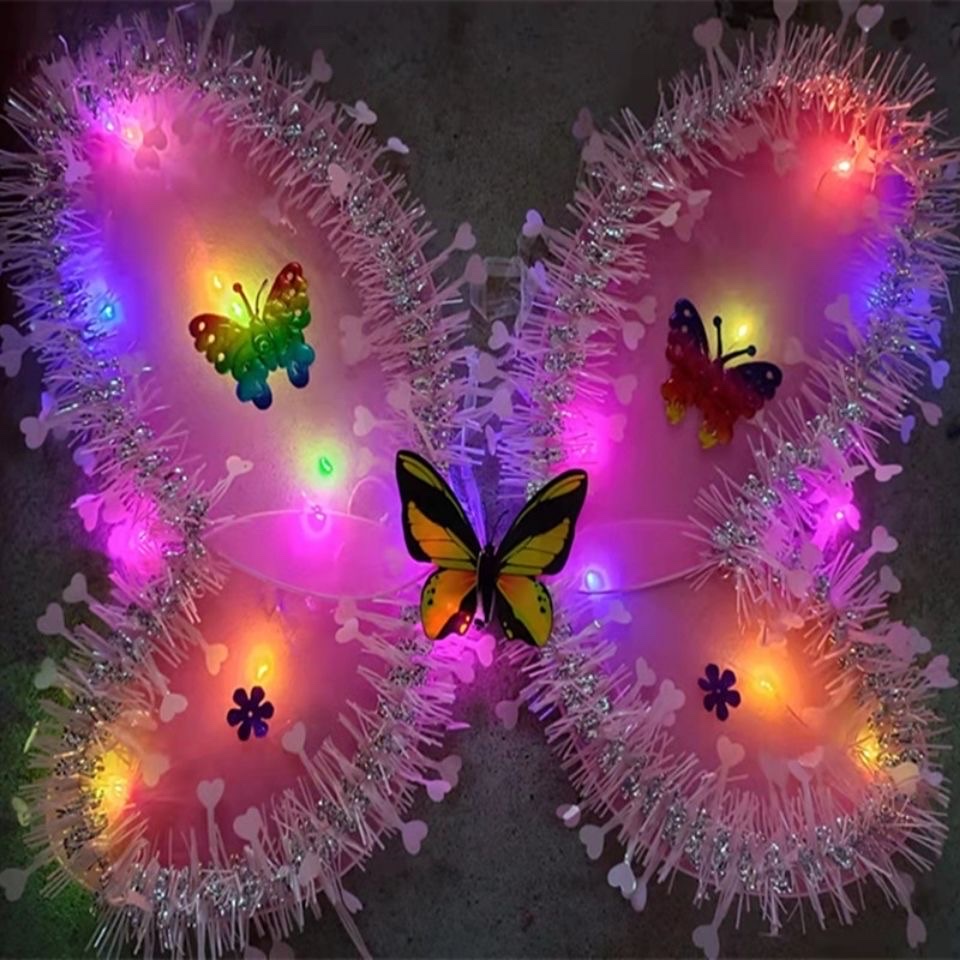 儿童背饰发光翅膀 摆摊专用趣味金丝发光翅膀儿童蝴蝶翅膀玩具热卖款产品图