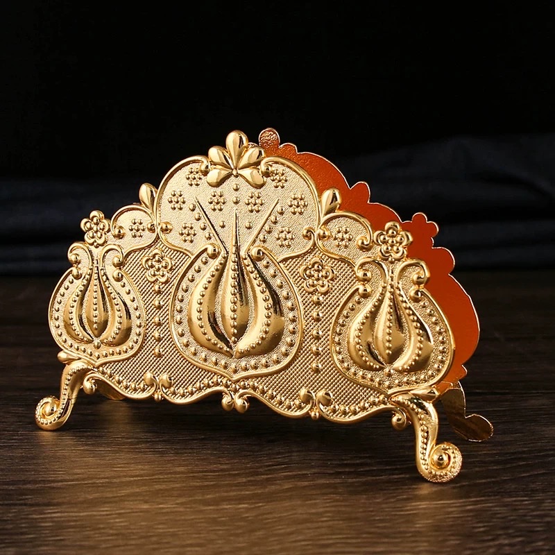 Exquisite dining table, European-style patterned kitchen tissue holder, silver-plated metal tissue holder, napkin holder, home and hotel decorations detail image 17