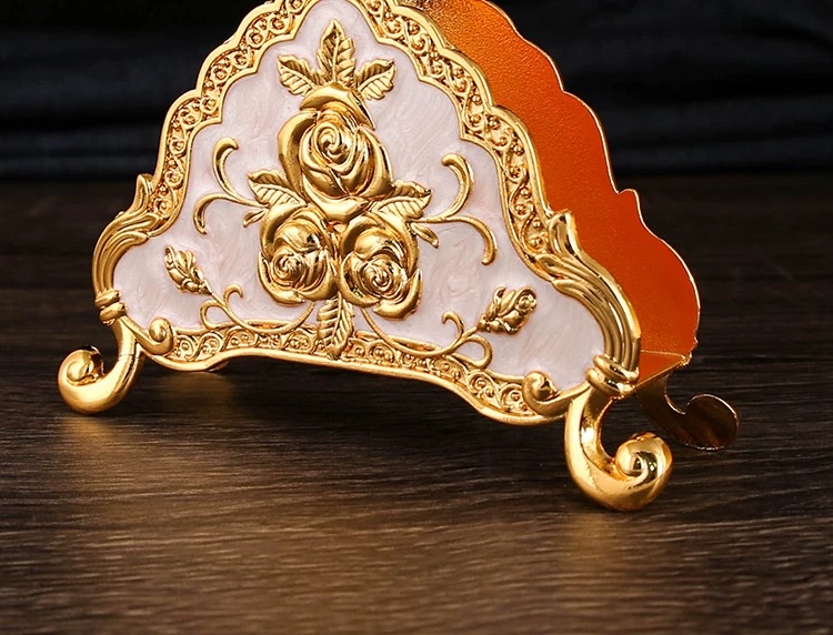 Exquisite dining table, European-style patterned kitchen tissue holder, silver-plated metal tissue holder, napkin holder, home and hotel decorations detail image 8