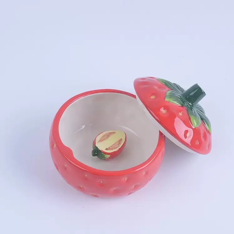 New cute strawberry and other fruit series ceramic storage tanks detail image 2