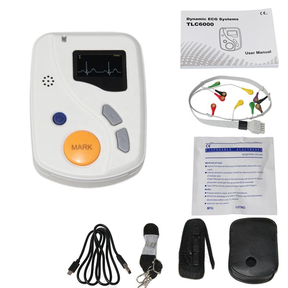 Portable 24-hour ambulatory electrocardiogram (ECG) 12-lead ambulatory ECG handheld power plastic monitor details Picture