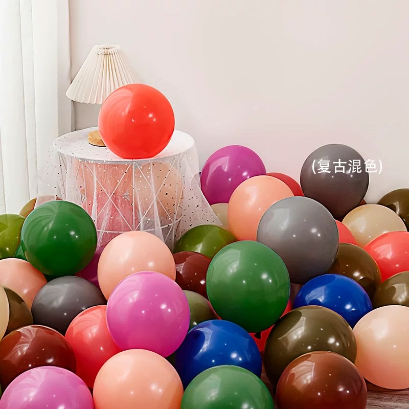 加厚10寸复古系气球乳胶加厚气球高级感色系开业橱窗装饰生日布置充气玩具