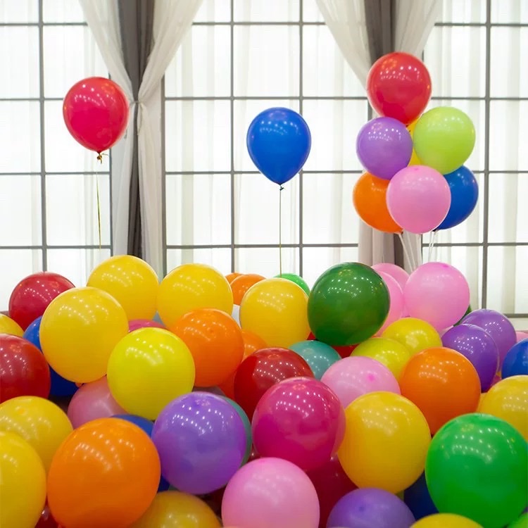 加厚10寸哑光乳胶气球生日派对布置亚光混色彩色圆形气球彩球活动布置装饰白底实物图