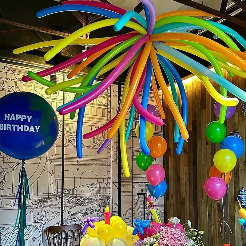 加厚100根长条魔术气球哑光色系儿童生日装饰长条形无毒气球造型花束diy充气玩具产品图