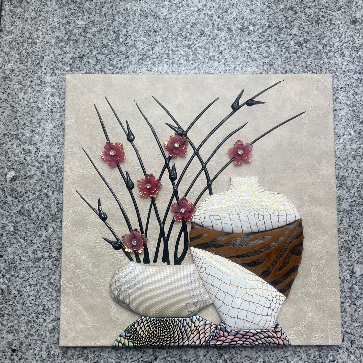 Handmade leather painting, frameless, 30*30 cm