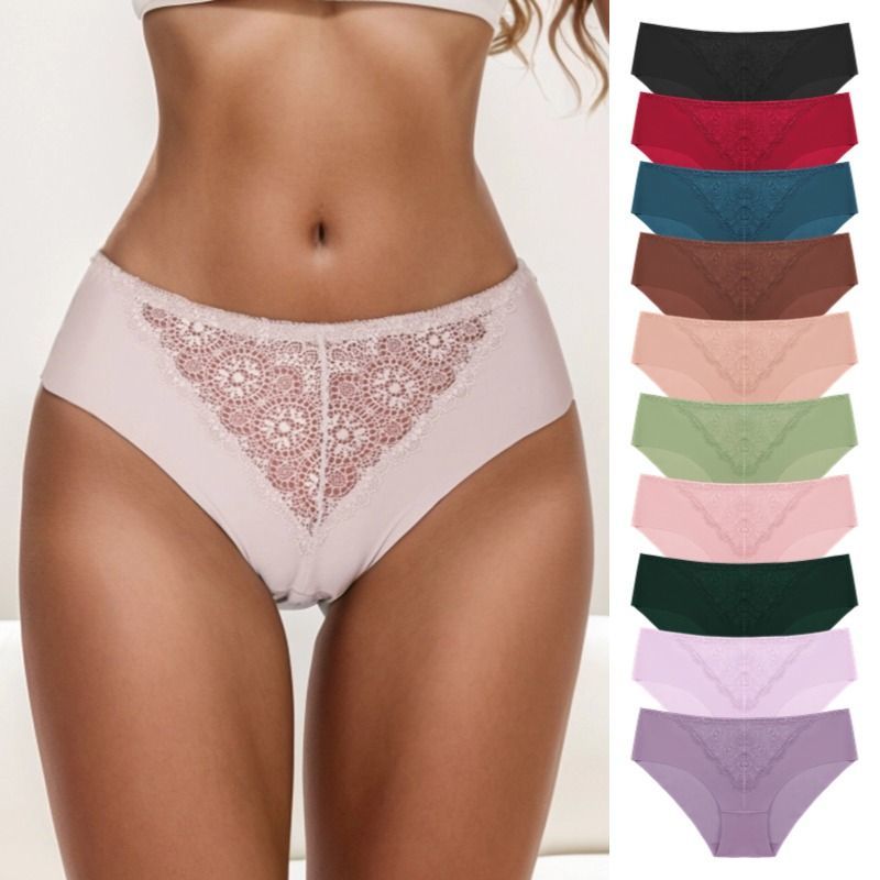 The best-selling lace underpants for women are French, romantic and sexy. The women's triangle pants are ice silk, breathable and highly elastic, with a European-sized waistband details Picture