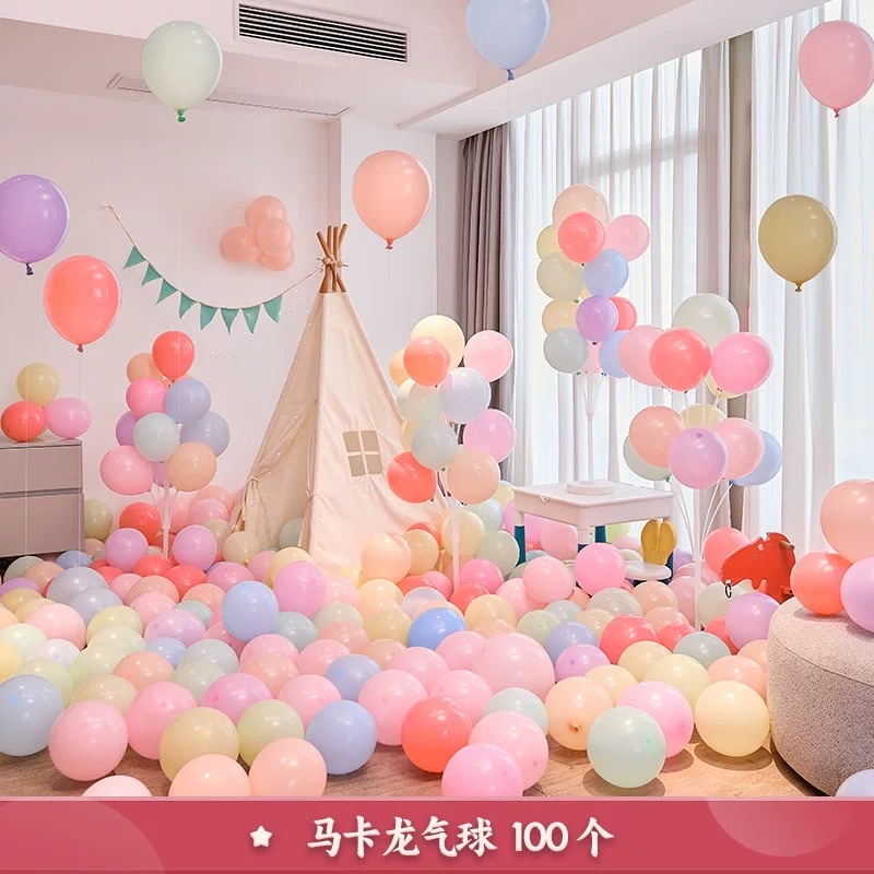 加厚10寸气球马卡龙色无毒环保多巴胺彩色周岁生日场景布置装饰充气玩具细节图
