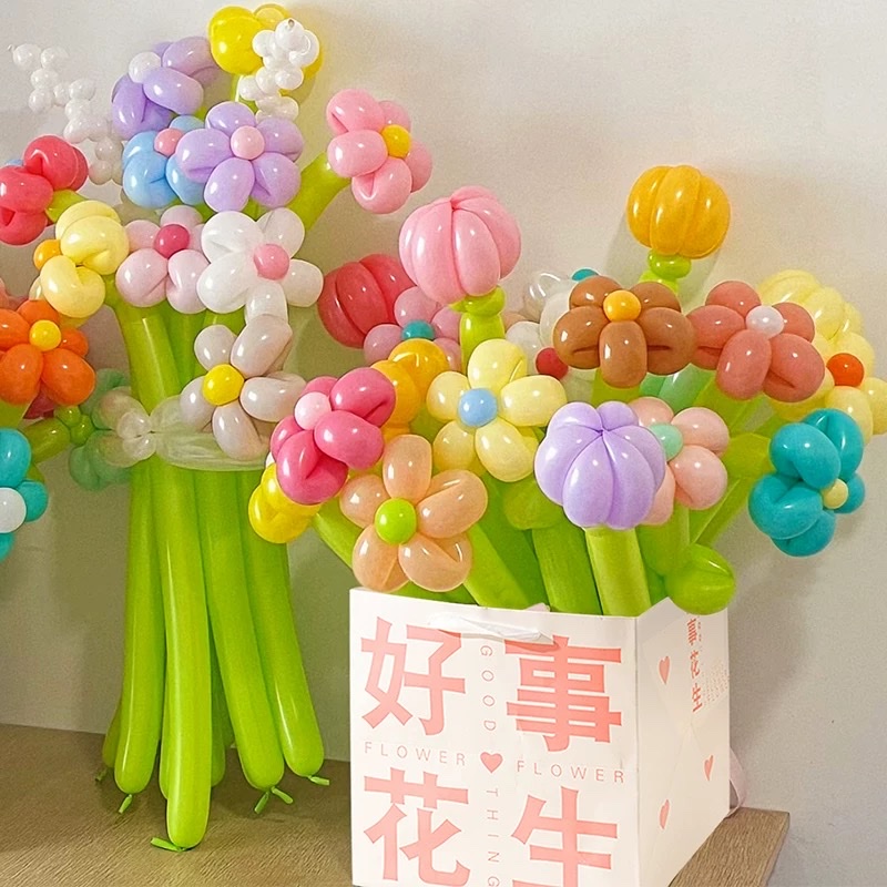 加厚100根长条魔术气球哑光色系儿童生日装饰长条形无毒气球造型花束diy充气玩具详情图6
