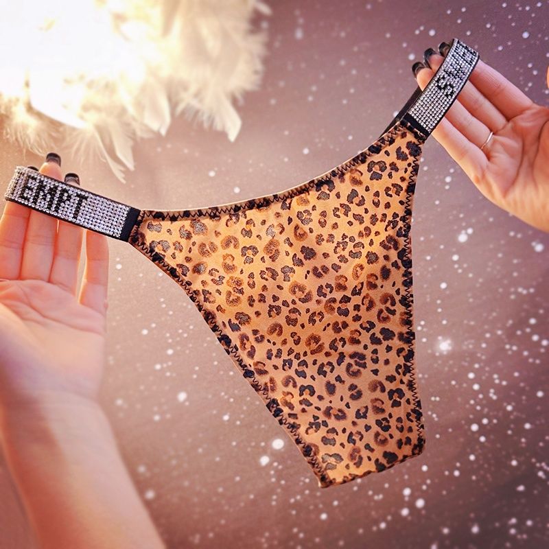 欧美轻奢性感水钻豹纹女士三角内裤柔软亲肤低腰时尚女士蕾丝内裤详情图6