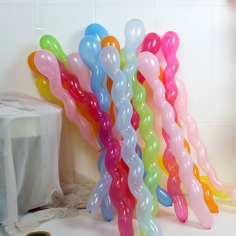 加厚龙球螺旋麻花气球乳胶螺丝龙球儿童玩具生日装饰酒吧夜店氛围气球充气玩具白底实物图