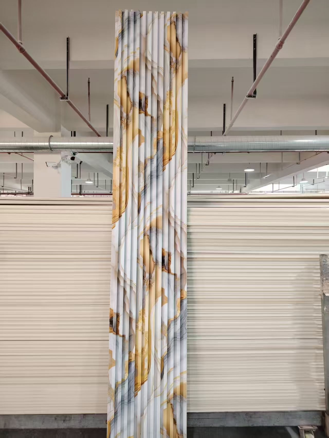 定制竹木纤维格栅板PVC 格栅背景墙板外贸装饰木纹吊顶格栅