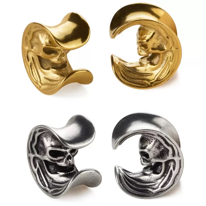 小众设计不规则C形扩耳器不锈钢复古骷髅头耳廓夜店简约个性嘻哈哥特风男女学生潮流时尚