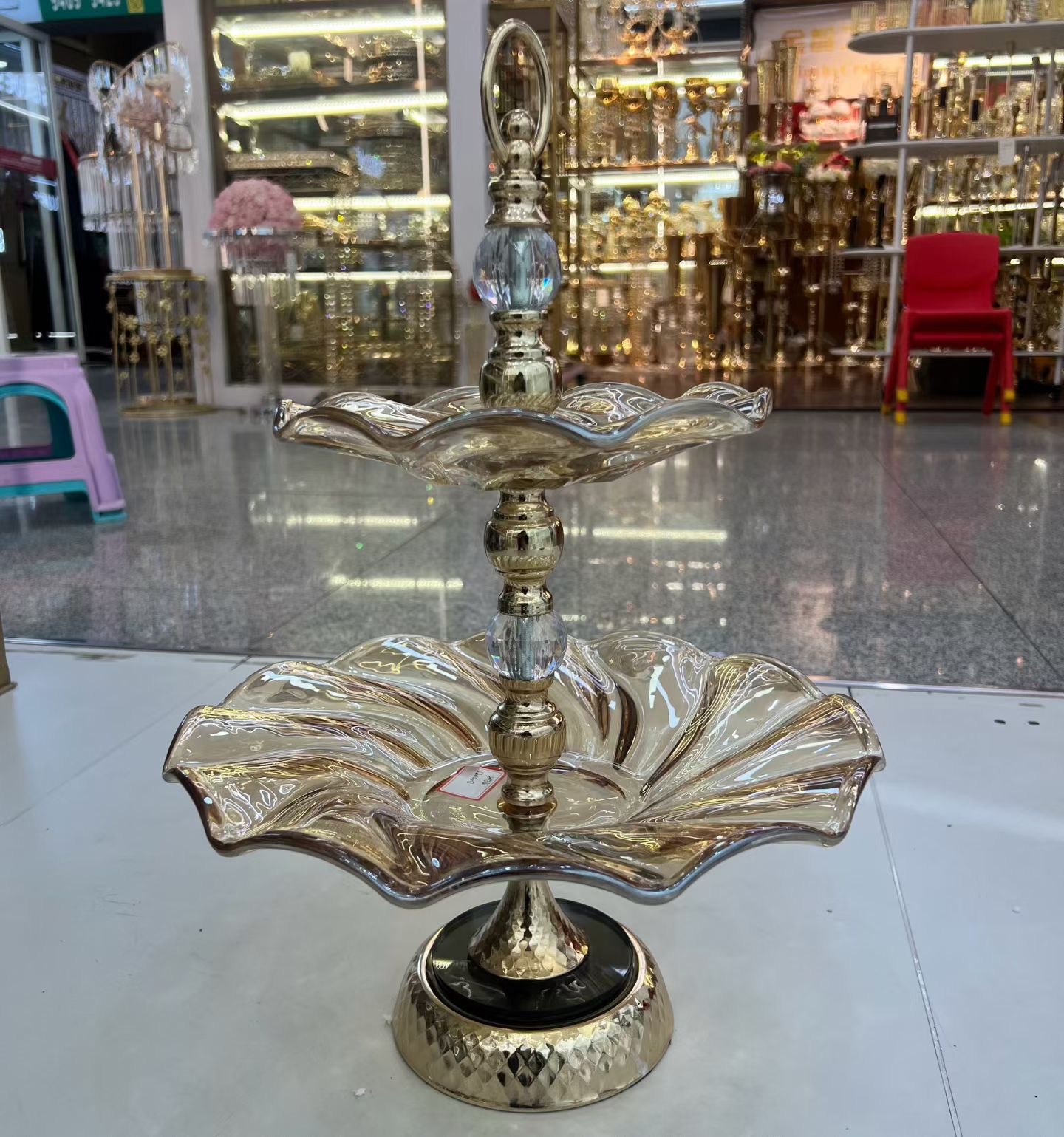 Crystal glass fruit plate, dried fruit box, fruit plate display stand, multi-functional dried fruit display plate, glass fruit basin with base, home creative decoration pic 3