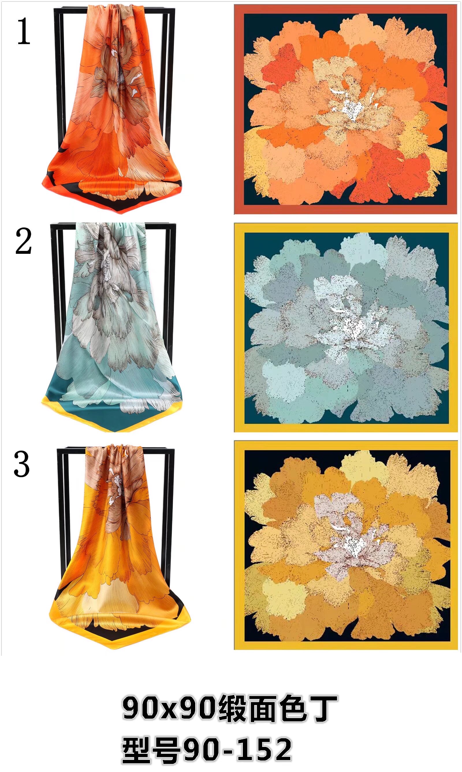 Factory direct sales of 90-square-meter scarves, new style scarves from Hangzhou, silk versatile, realistic scarves, spring and autumn silk scarves, headscarves and shawls detail image 4