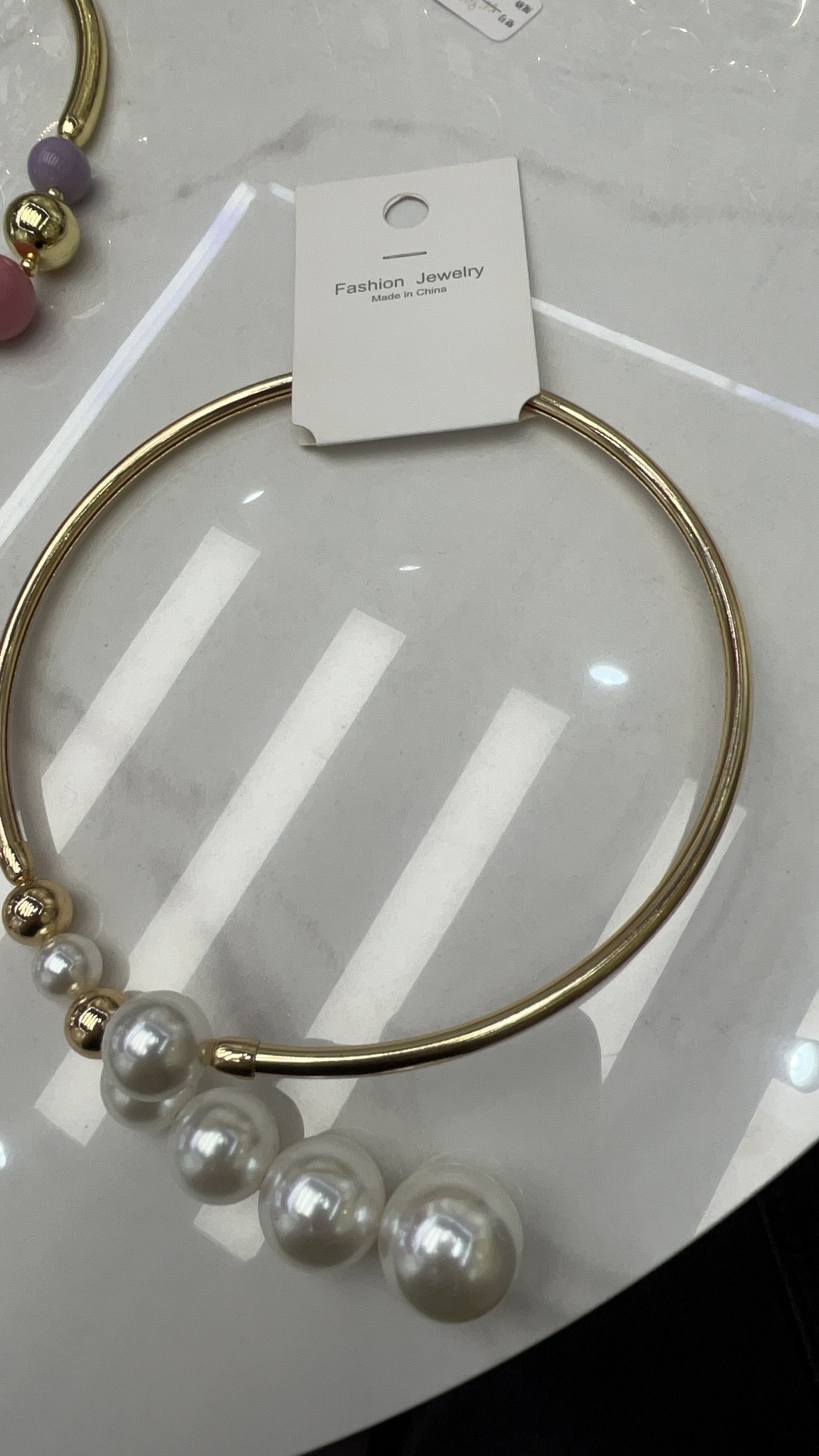 Children's stainless steel pearl necklace jewelry is cute, simple and fashionable, suitable for little girls to wear as a gift details Picture