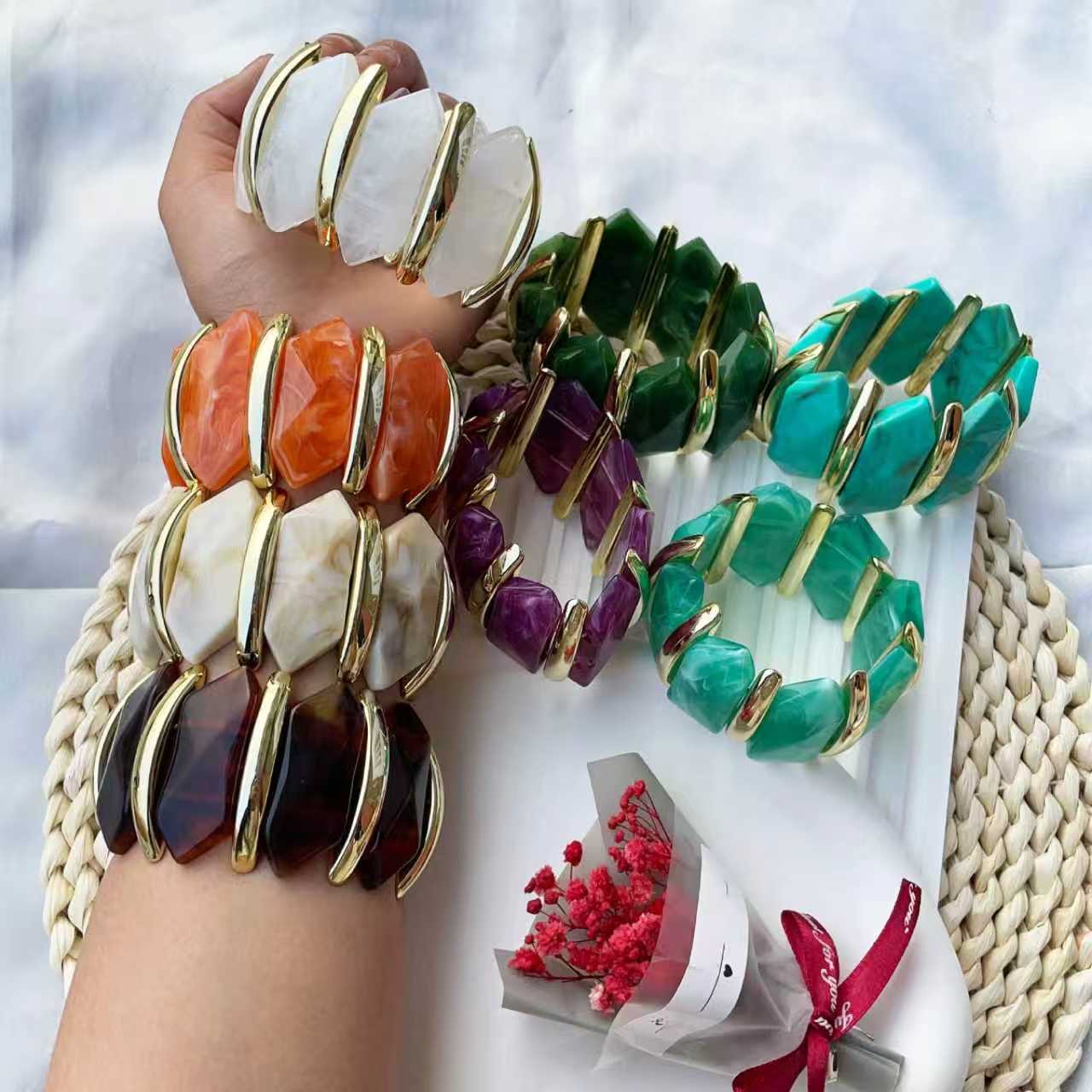 European and American spliced bracelet, cross-border new fashionable women's beaded CCB bracelet, handcrafted jewelry for women wholesale detail image 4