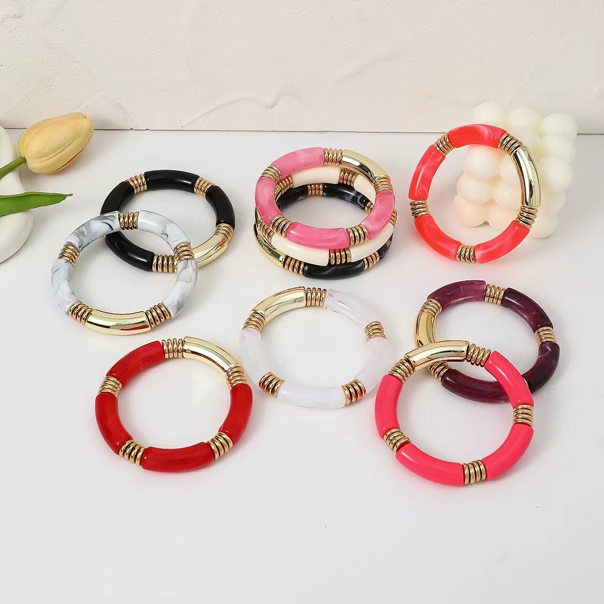 欧美时尚个性新品亚克力弯管手链美拉德新款小众设计时尚独特手饰详情图5