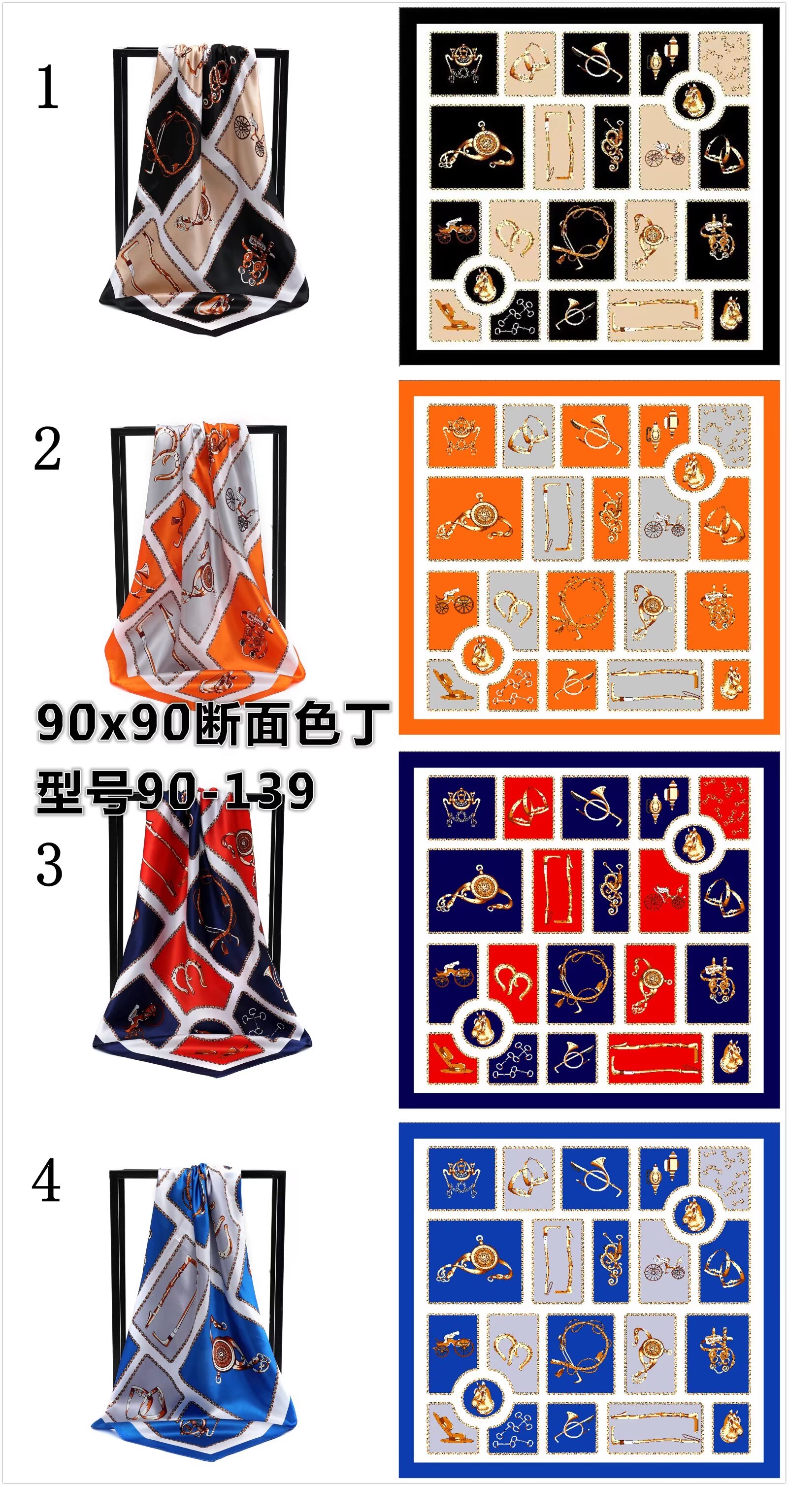 Factory direct sales of 90-square-meter scarves, new style scarves from Hangzhou, silk versatile, realistic scarves, spring and autumn silk scarves, headscarves and shawls detail image 2