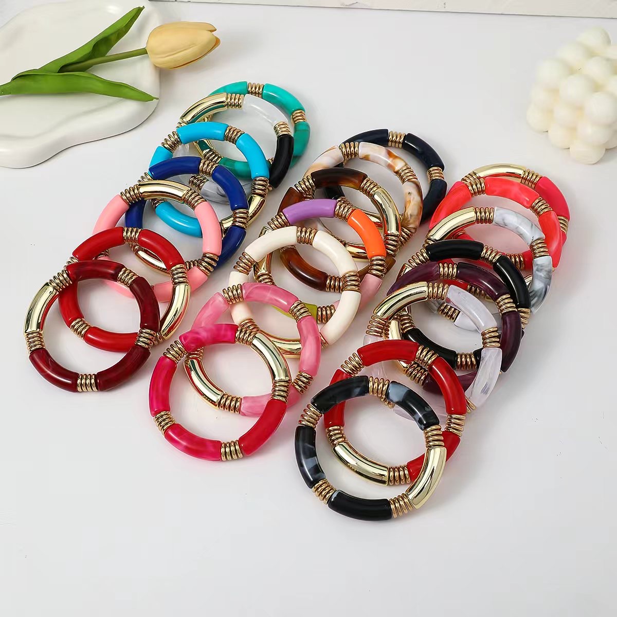 欧美时尚个性新品亚克力弯管手链美拉德新款小众设计时尚独特手饰详情图2