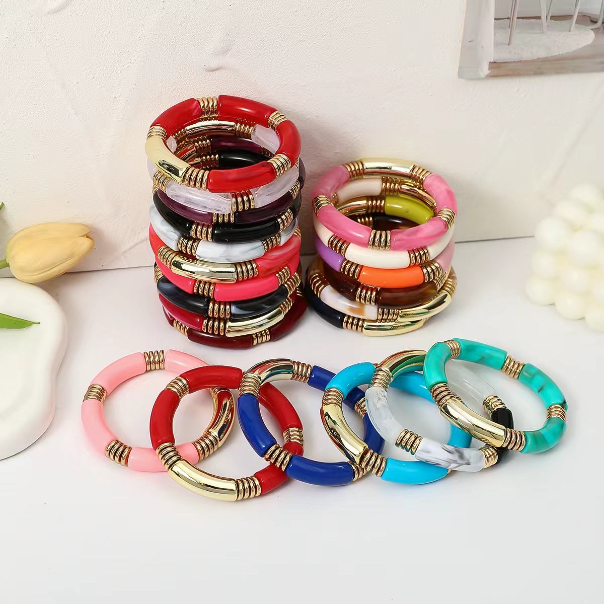 欧美时尚个性新品亚克力弯管手链美拉德新款小众设计时尚独特手饰详情图4