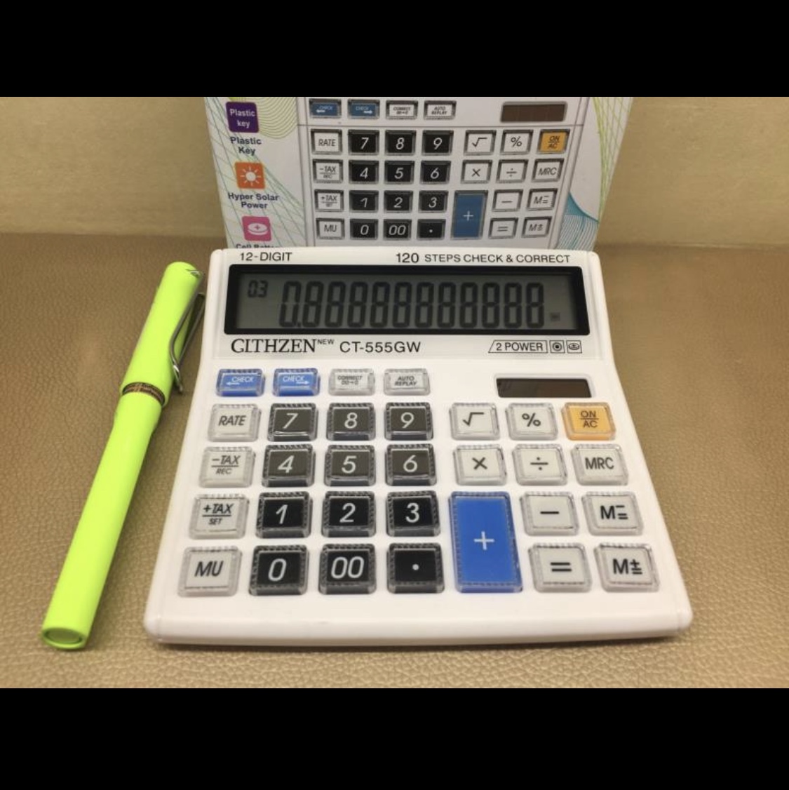 CT-555GW财务会计专用计算器桌面办公用计算机太阳能计算机器