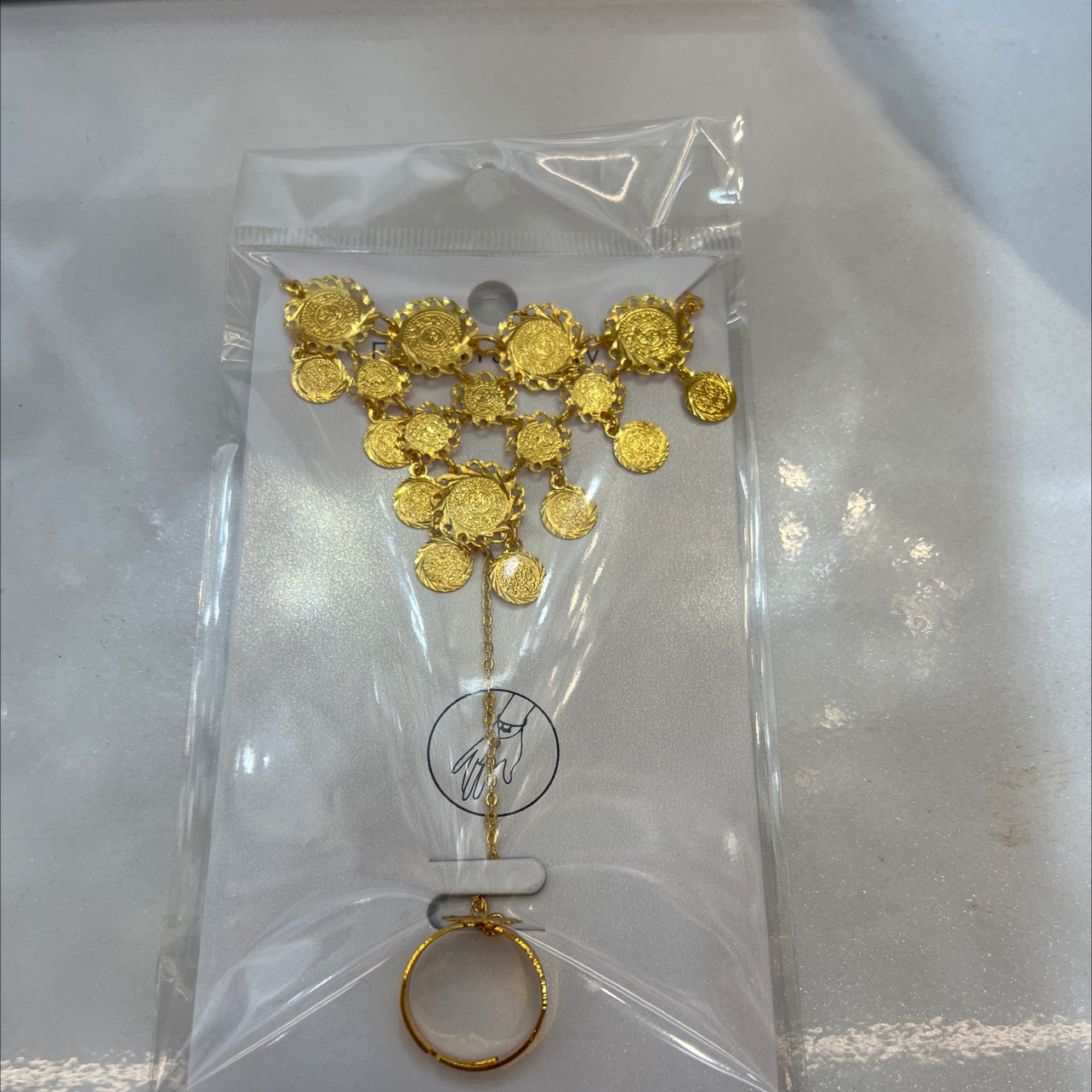 流行饰品戒指手链一体手背链时尚珠宝首饰首饰时尚珠宝首饰戒指托项链