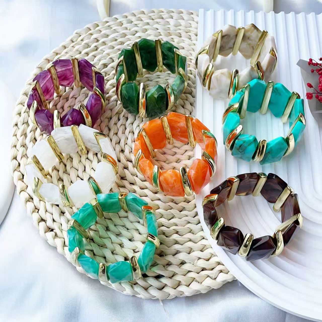 European and American spliced bracelet, cross-border new fashionable women's beaded CCB bracelet, handcrafted jewelry for women wholesale details Picture