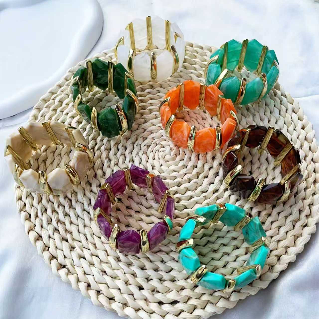 European and American spliced bracelet, cross-border new fashionable women's beaded CCB bracelet, handcrafted jewelry for women wholesale detail image 2