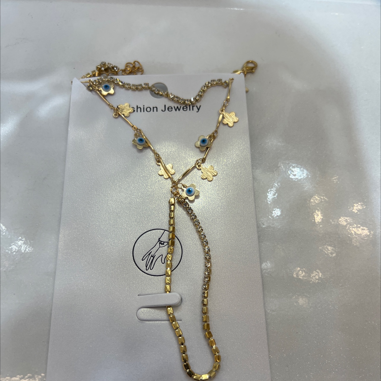 时尚珠宝首饰戒指托锆石手镯手链套装女简约气质百搭礼物手链戒指白底实物图