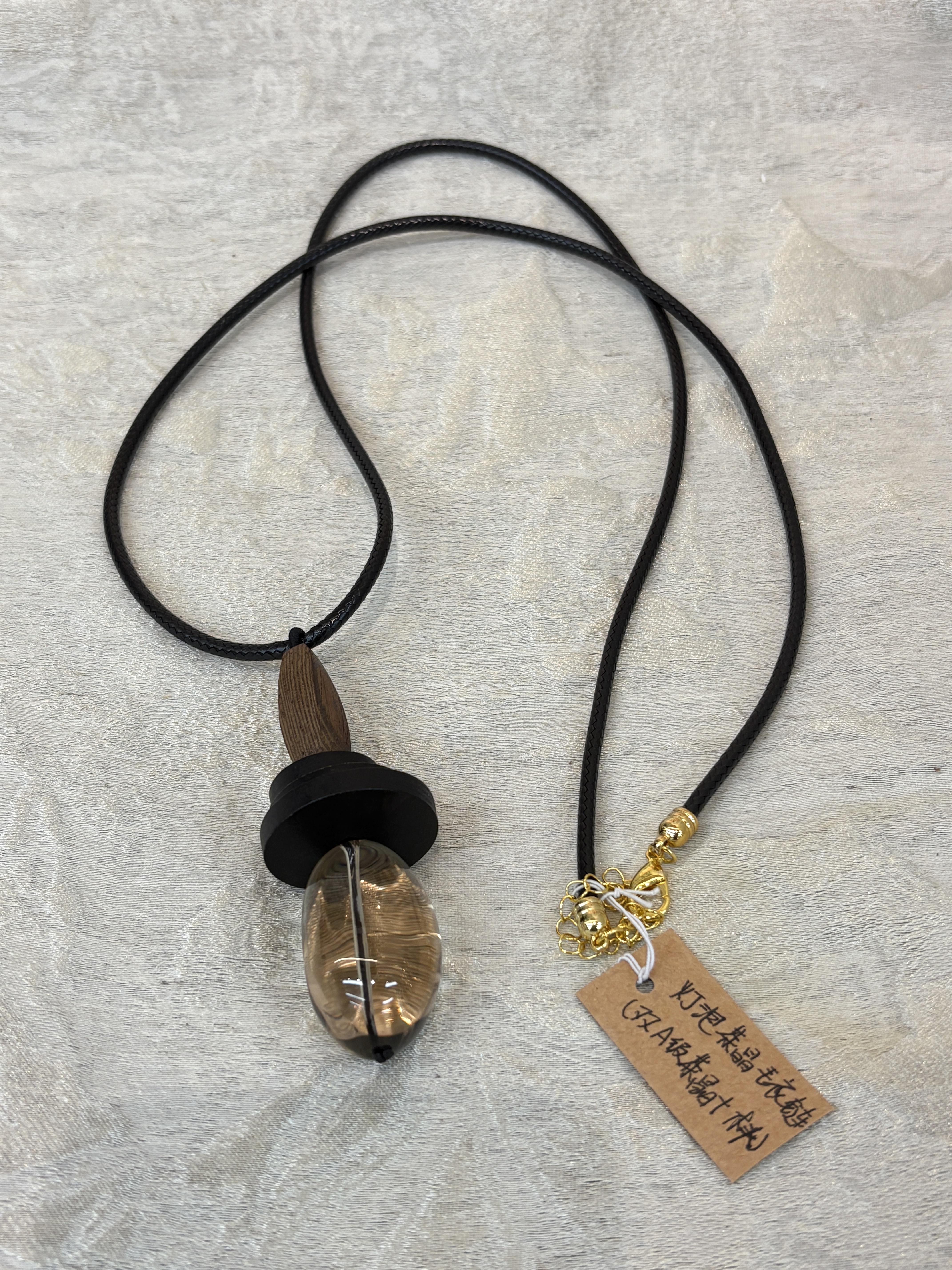 双A级茶晶小灯泡毛衣链时髦原创设计