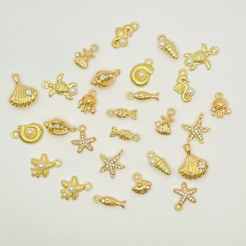 海洋系列风格金属树脂配件DIY饰品配件多款可选保色电镀点钻高档饰品配饰高保项链手链潘多拉详情图2
