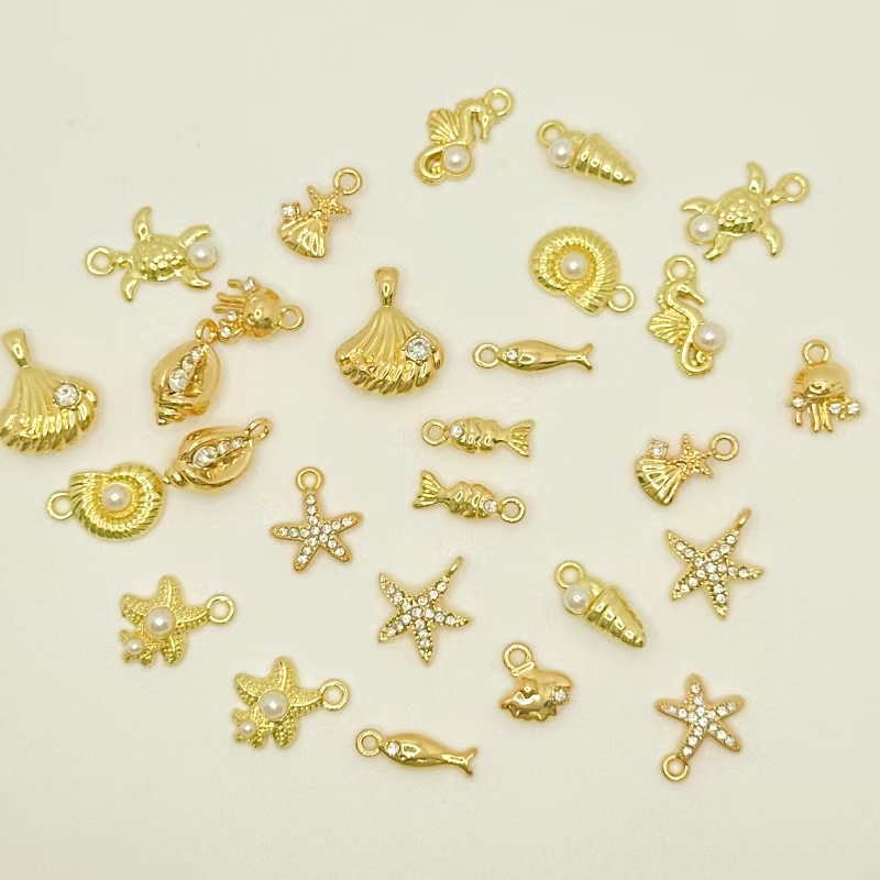 海洋系列风格金属树脂配件DIY饰品配件多款可选保色电镀点钻高档饰品配饰高保项链手链潘多拉产品图