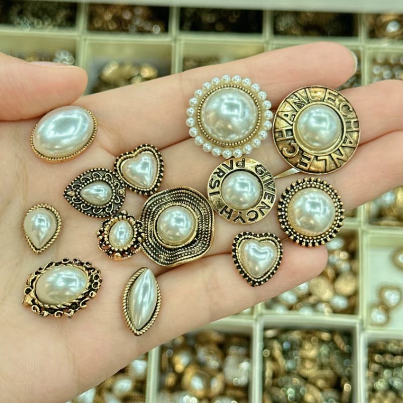 珍珠点钻保色高级风格字母金属树脂配件DIY饰品配件多色创意手工材料点缀详情图2