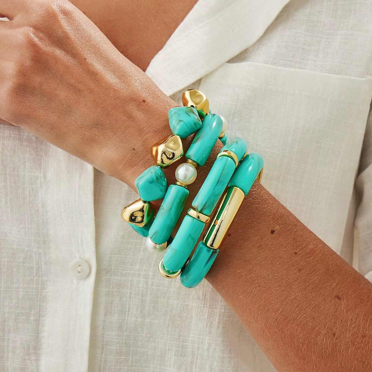 European and American cross-border jewelry, personalized and irregular resin bracelet, high-end and niche design, unisex bracelet