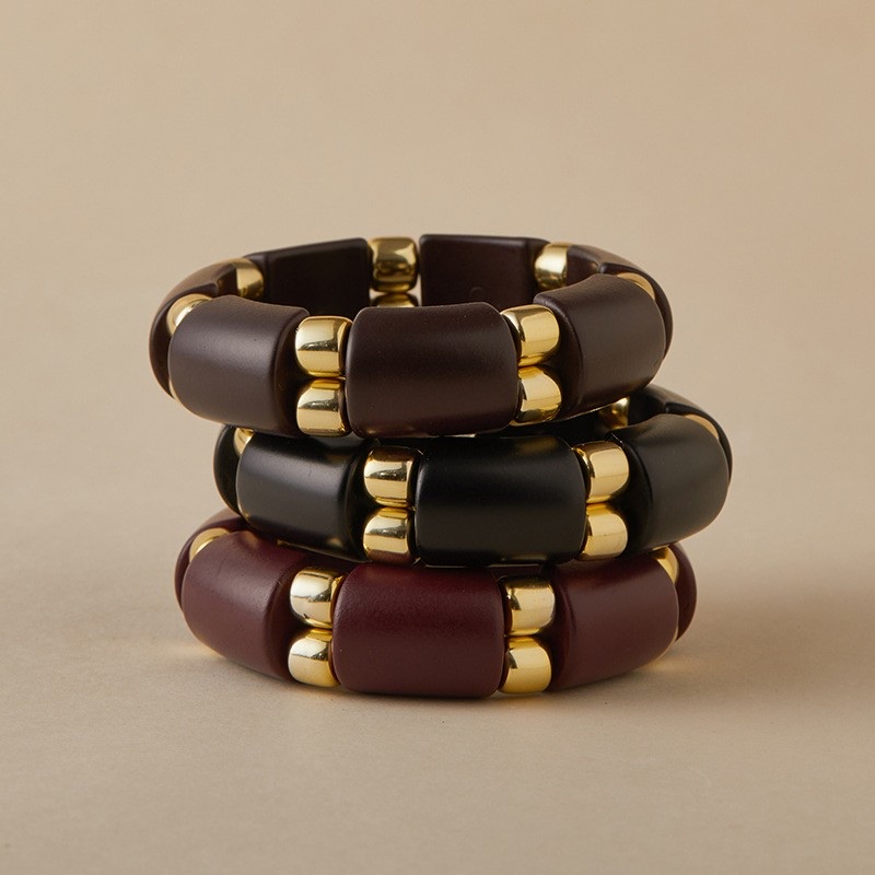 Cross-border European and American style acrylic geometric spliced triangular bracelet, fashionable and simple beaded and interlaced jewelry details Picture