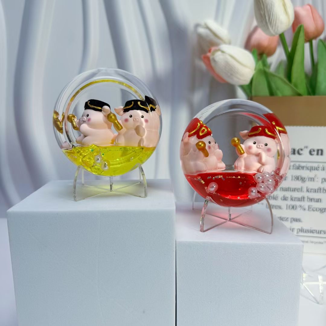 景观支架双漂大鼓可爱桌面摆件跨境爆款车载摆件卡通盲盒对对碰玩具批发白底实物图