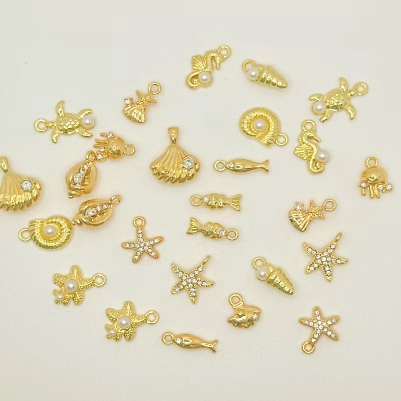 海洋系列风格金属树脂配件DIY饰品配件多款可选保色电镀点钻高档饰品配饰高保项链手链潘多拉