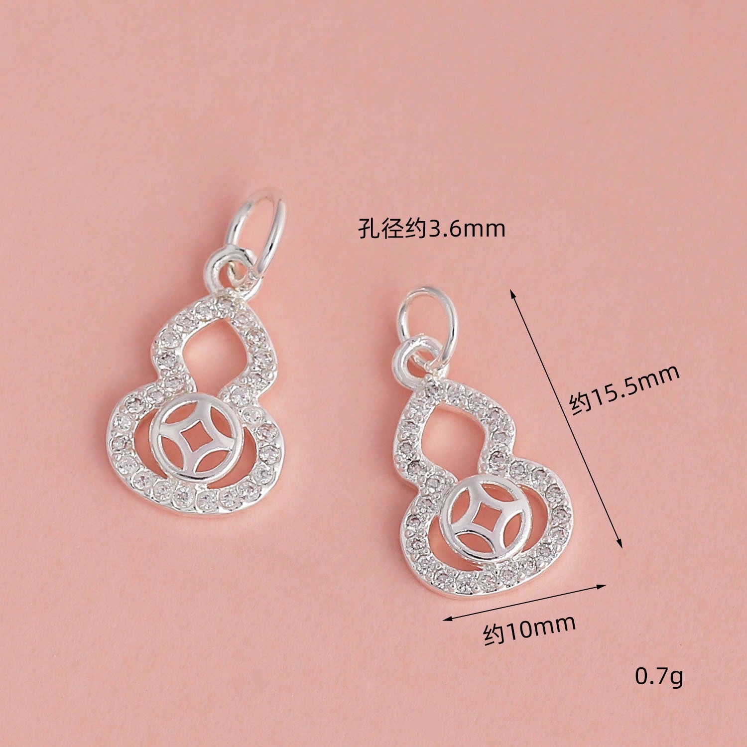 Wholesale of high-color-retention pendant beads inlaid with zircon copper coin gourds and money bags plated with 18K real gold diy bracelet and necklace accessories detail image 5