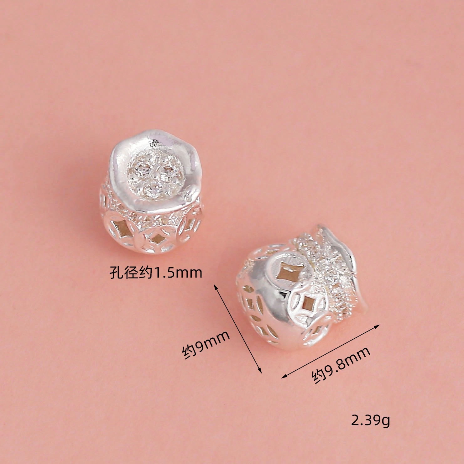 Wholesale of high-color-retention pendant beads inlaid with zircon copper coin gourds and money bags plated with 18K real gold diy bracelet and necklace accessories detail image 7