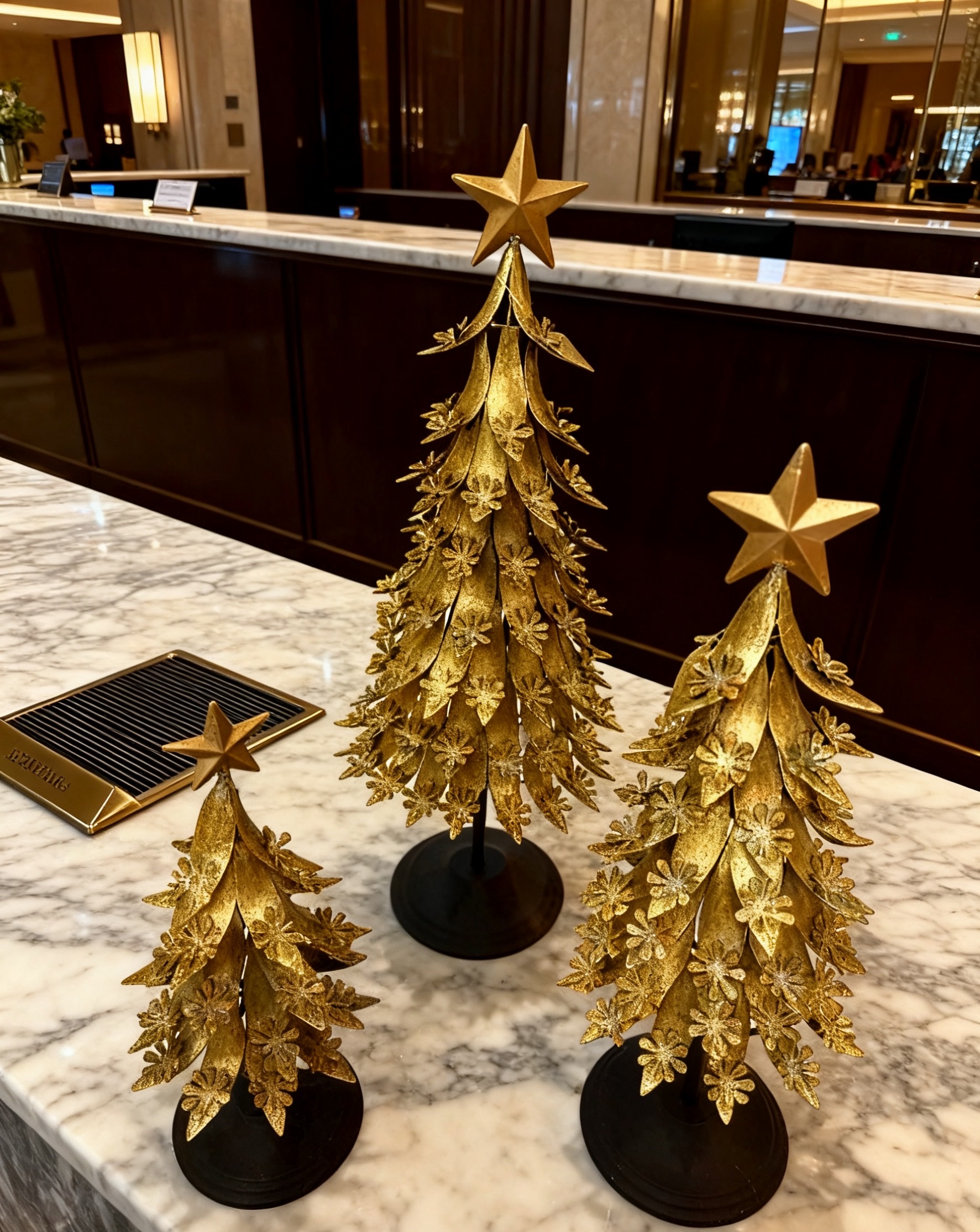 20年老厂金属圣诞树摆件 星星蝴蝶结圣诞桌面布置工艺品批发细节图