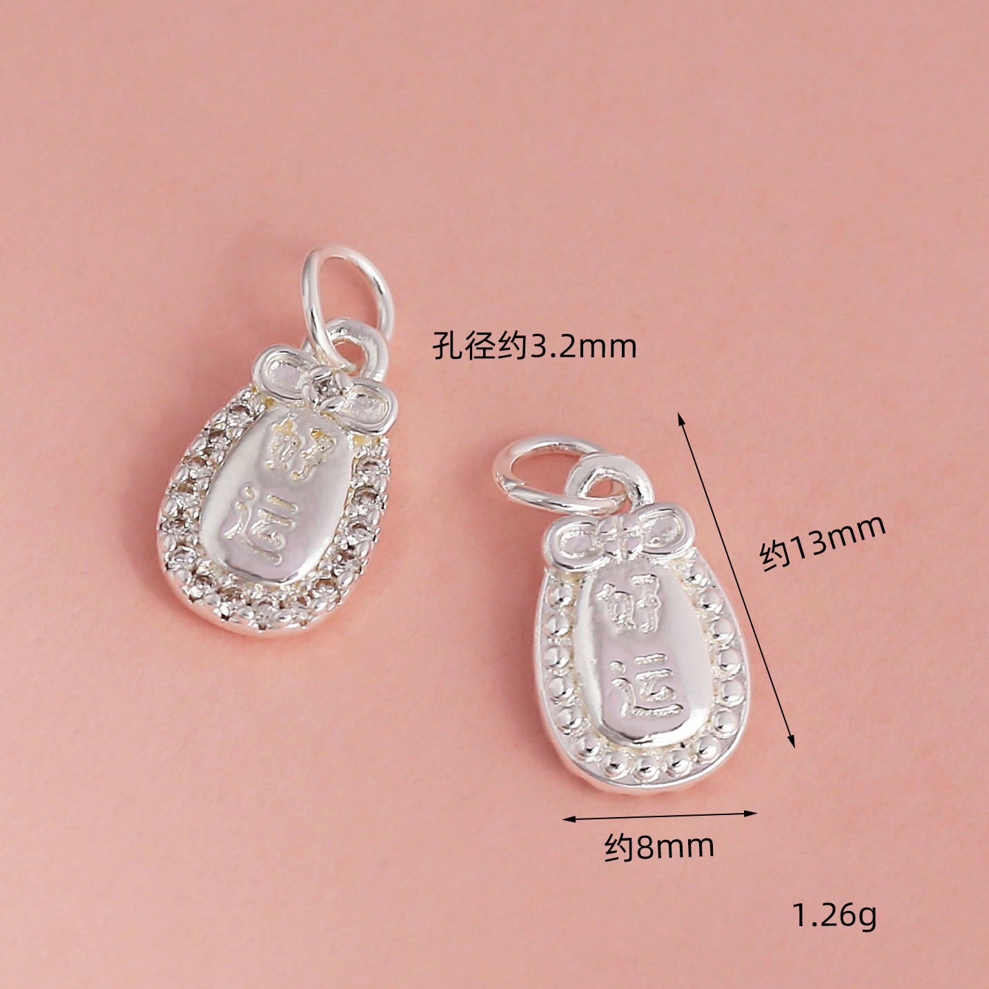 Wholesale of high-color-retention pendant beads inlaid with zircon copper coin gourds and money bags plated with 18K real gold diy bracelet and necklace accessories detail image 3