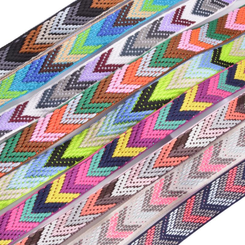 Seven-color thickened 2.2 jacquard woven ribbon, anti-slip binding strap, decorative ethnic shoe and hat accessory material, winding tape pic 1
