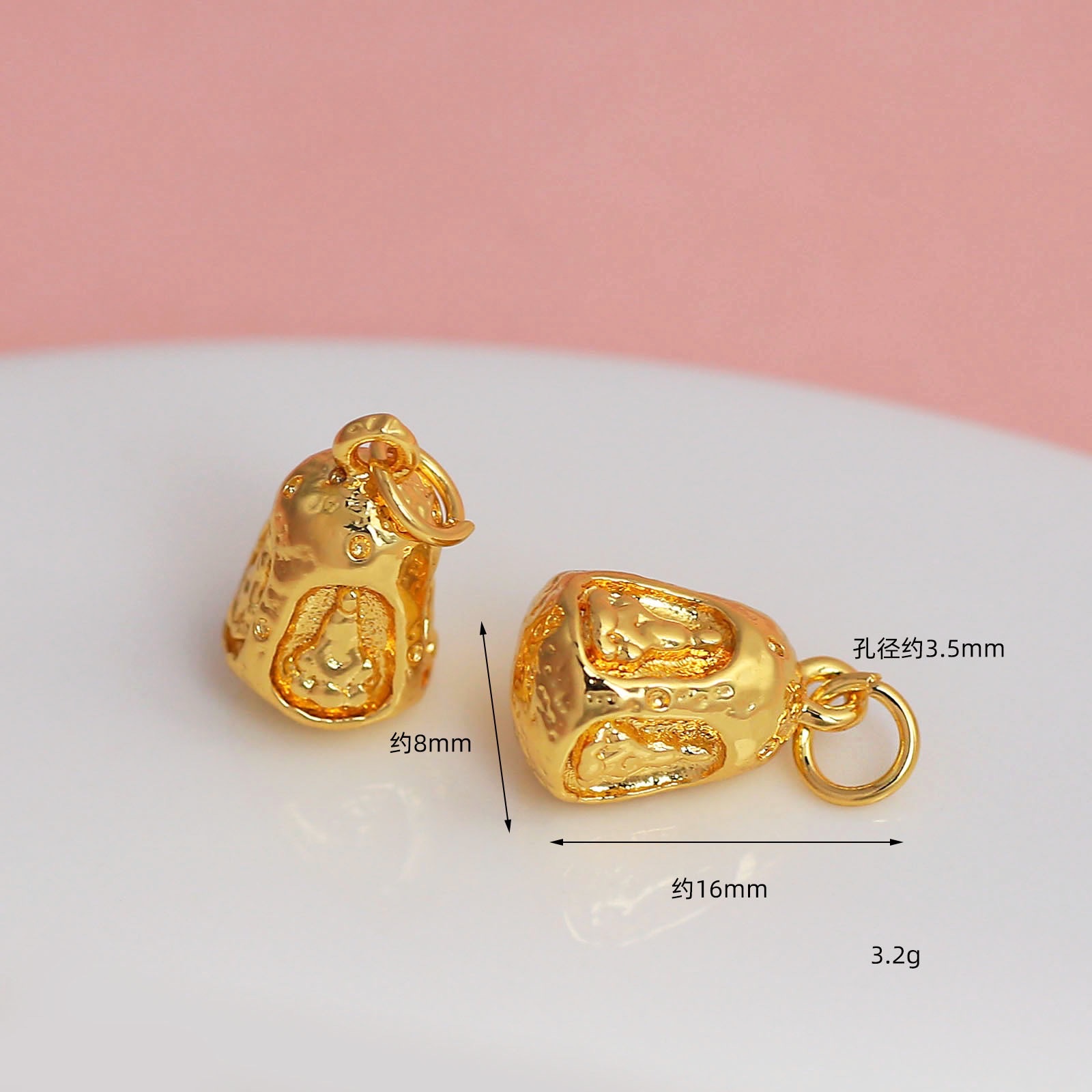 Wholesale of high-quality color-retaining PI Xiu, gourd, small ingot, beads, auspicious and lucky, 18K real gold plated diy bracelet accessories and materials detail image 4