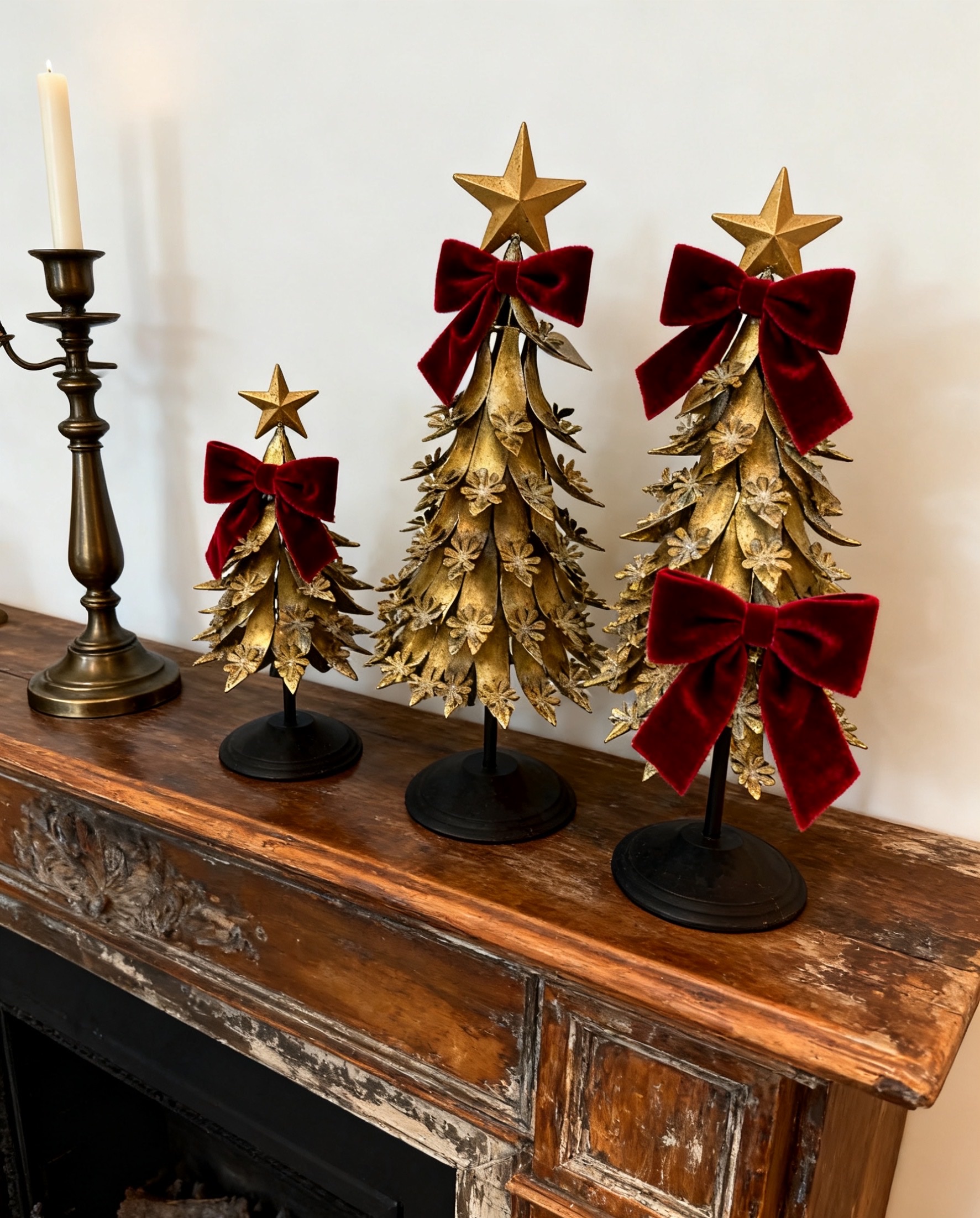 20年老厂金属圣诞树摆件 星星蝴蝶结圣诞桌面布置工艺品批发详情图4