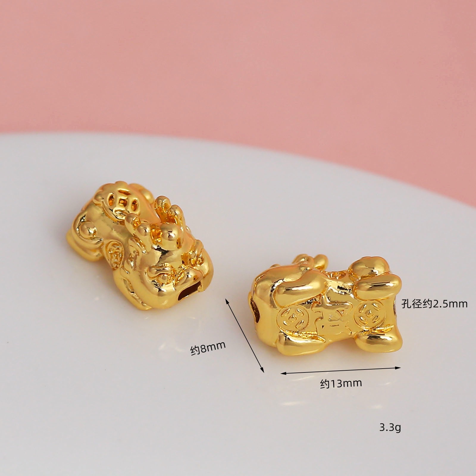 Wholesale of high-quality color-retaining PI Xiu, gourd, small ingot, beads, auspicious and lucky, 18K real gold plated diy bracelet accessories and materials Application Scenario