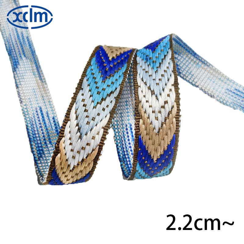 Seven-color thickened 2.2 jacquard woven ribbon, anti-slip binding strap, decorative ethnic shoe and hat accessory material, winding tape pic 2
